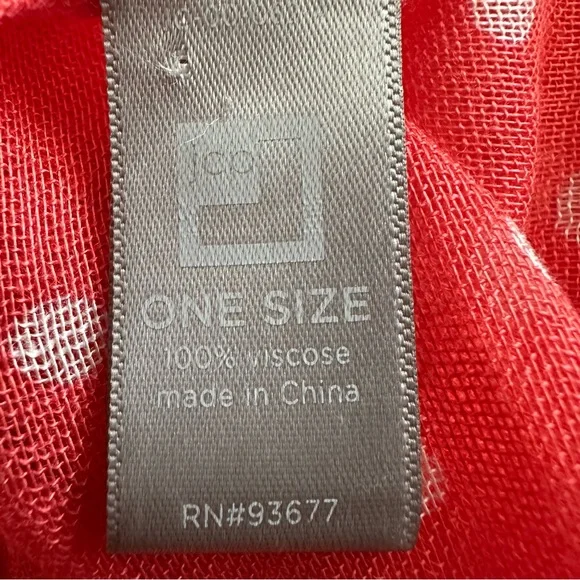 JCP Coral & White Polka Dot Viscose Wraparound Beach & Multi Purpose Wear Scarf - Picture 12 of 13